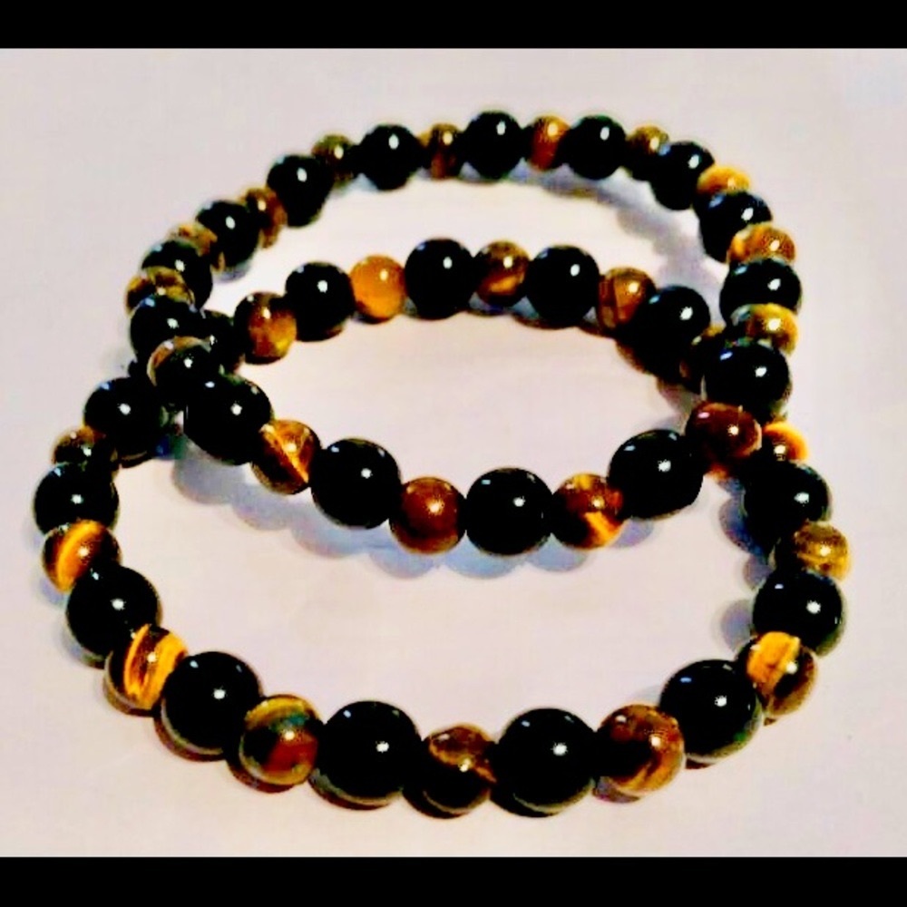TIGERS EYE AND AGATE STRETCH BRACELET FOR WOMEN AND MEN